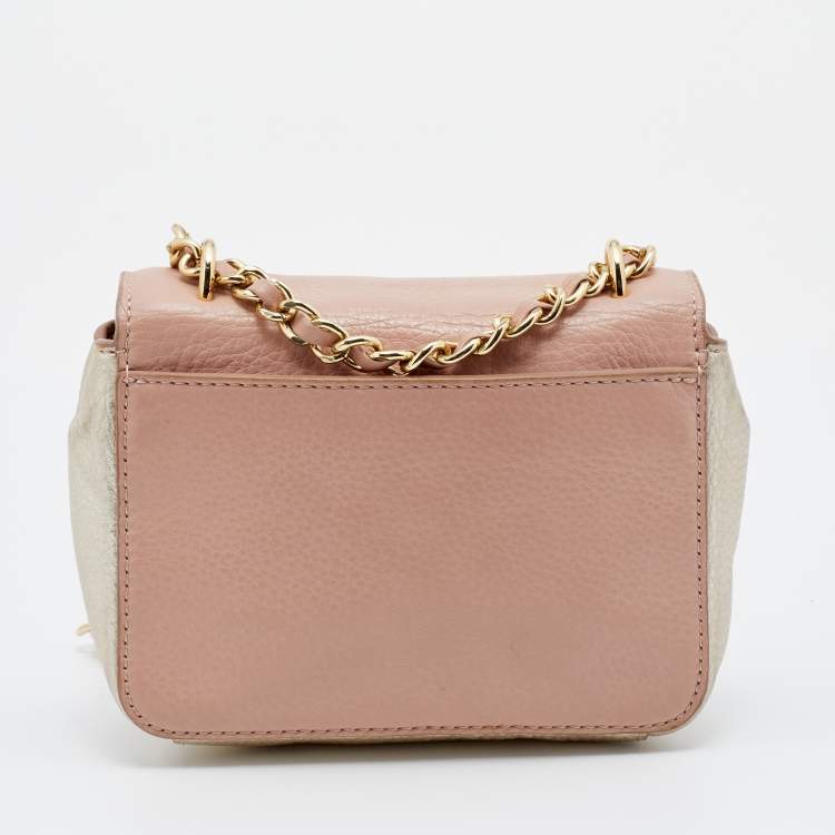 Pre Owned Tory Burch Pink/Gold Leather Mini Kira Crossbody Bag