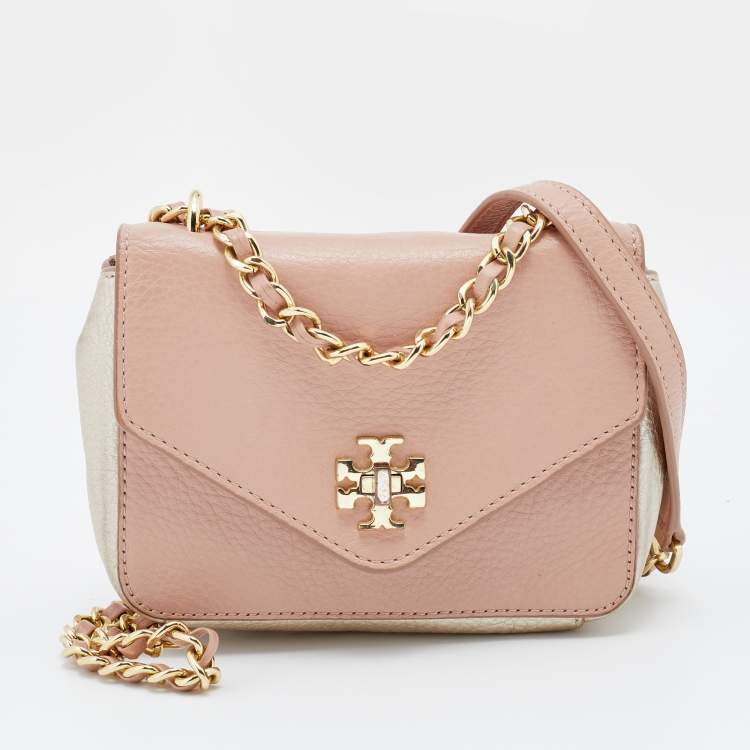 Tory Burch Pink/Gold Leather Mini Kira Crossbody Bag Tory Burch | TLC