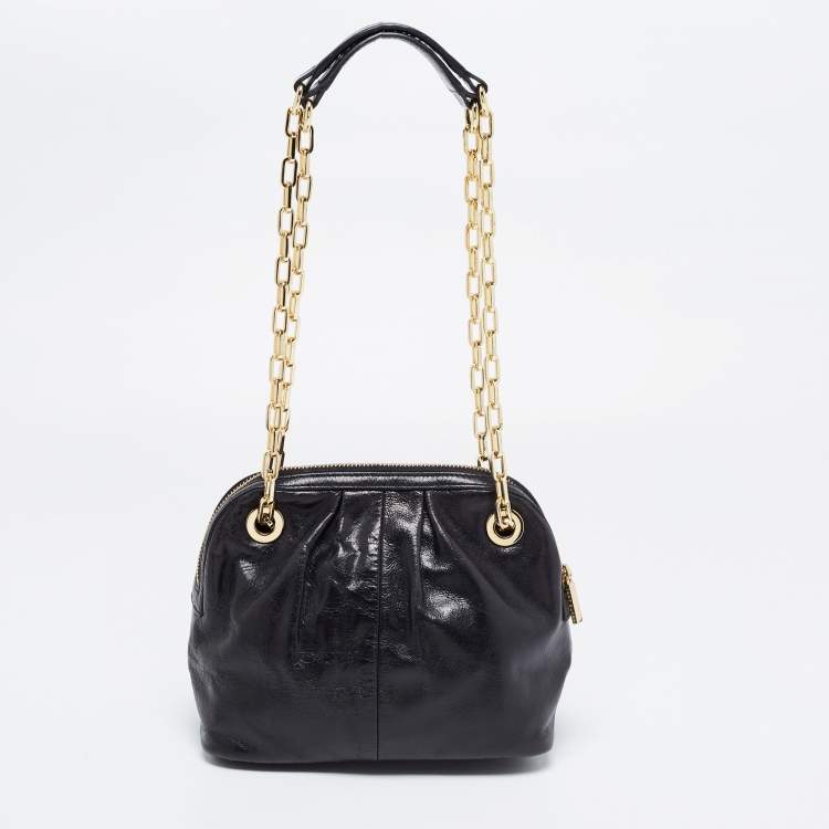 Pre Owned Tory Burch Black Leather Mini Dena Shoulder Bag