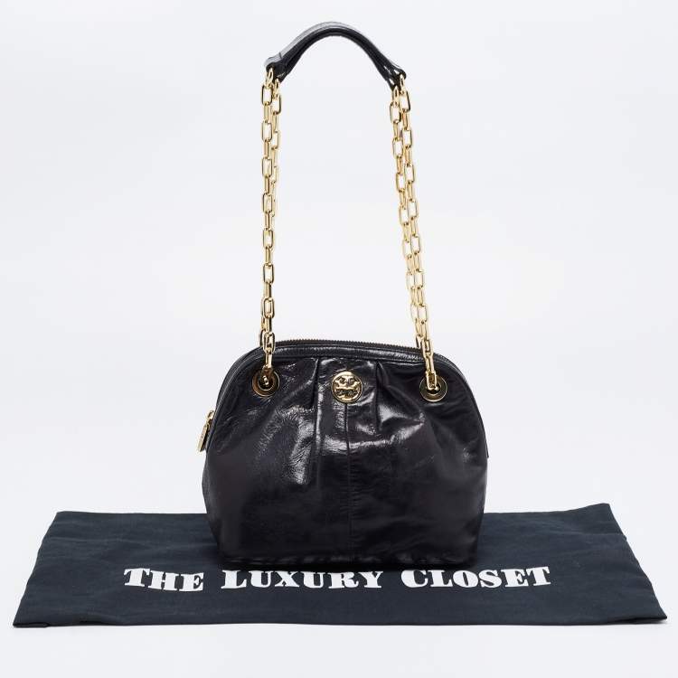 Pre Owned Tory Burch Black Leather Mini Dena Shoulder Bag