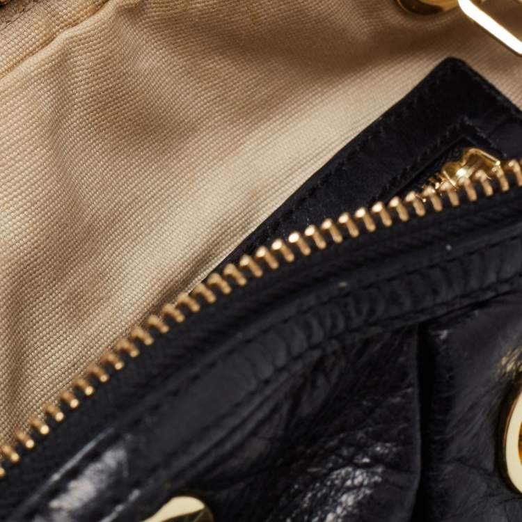 Pre Owned Tory Burch Black Leather Mini Dena Shoulder Bag