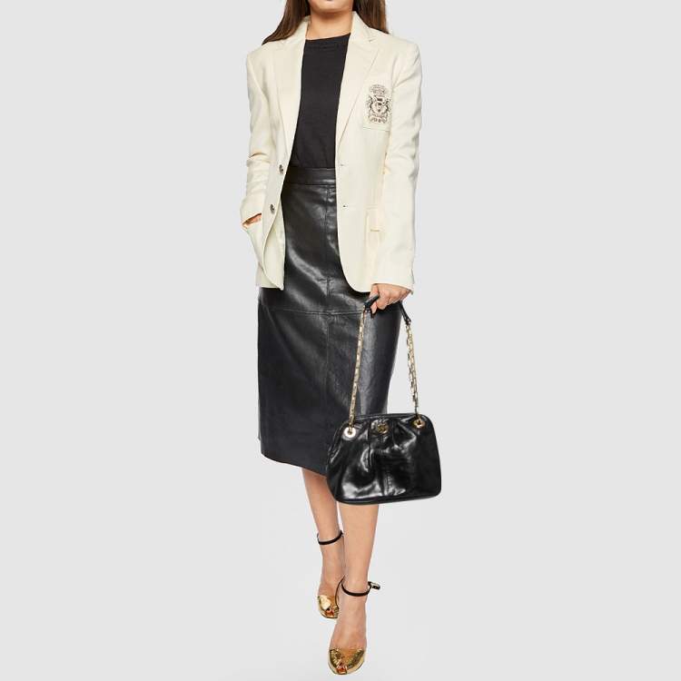 Pre Owned Tory Burch Black Leather Mini Dena Shoulder Bag