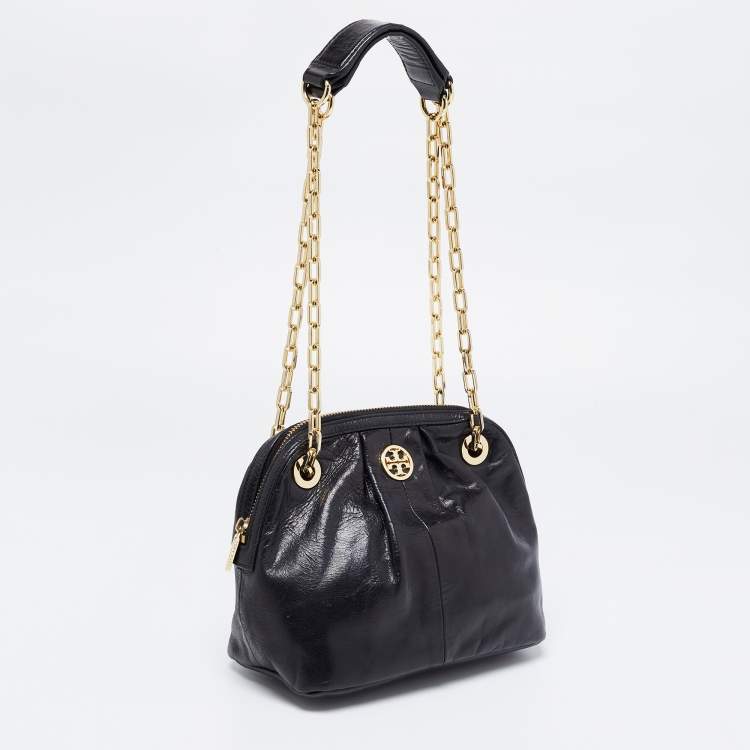 Pre Owned Tory Burch Black Leather Mini Dena Shoulder Bag