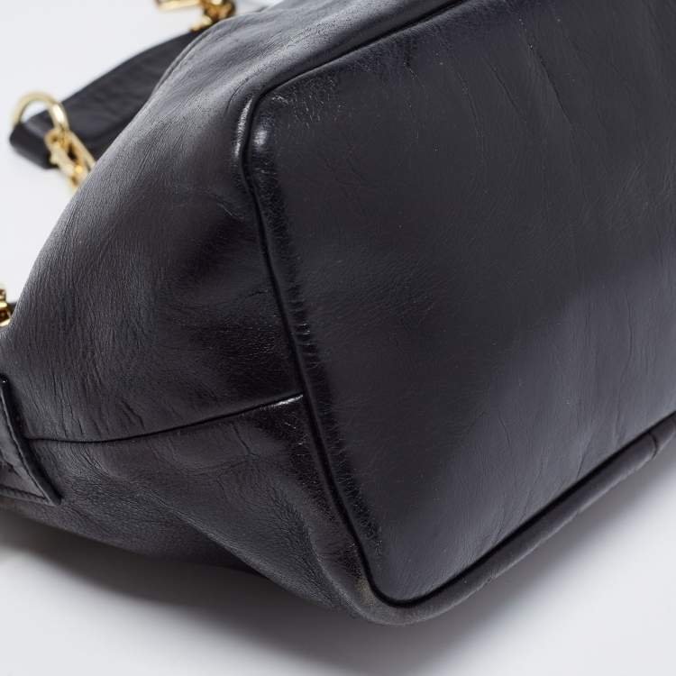 Pre Owned Tory Burch Black Leather Mini Dena Shoulder Bag