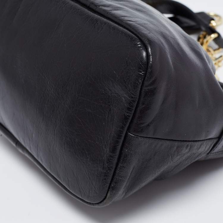 Pre Owned Tory Burch Black Leather Mini Dena Shoulder Bag