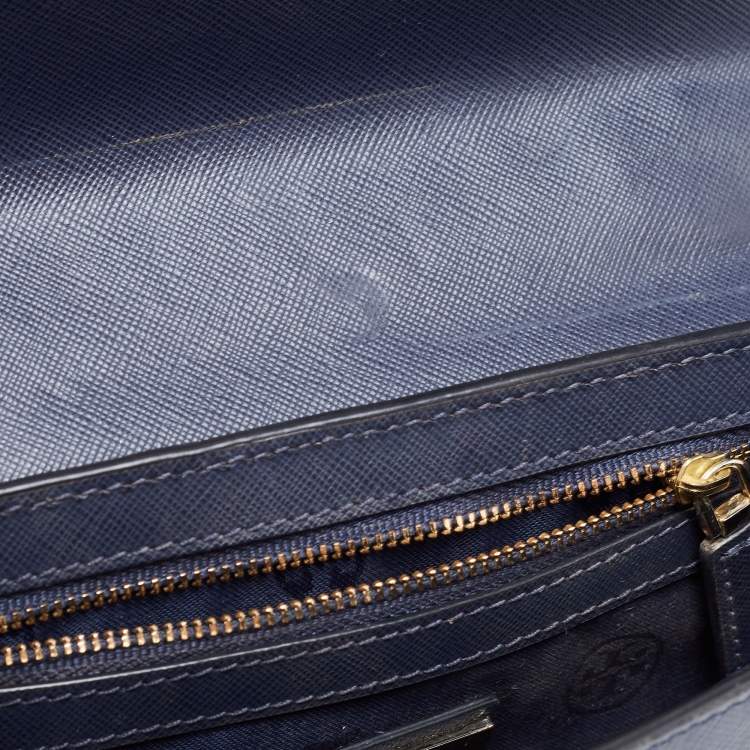 Pre Owned Tory Burch Navy Blue Saffiano Leather Emerson Shoulder Bag