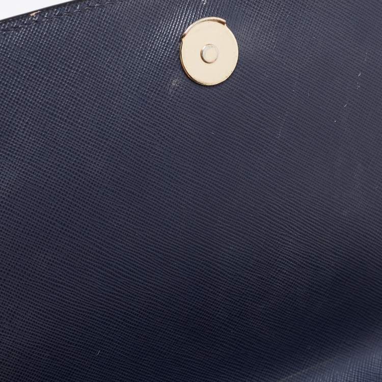 Pre Owned Tory Burch Navy Blue Saffiano Leather Emerson Shoulder Bag