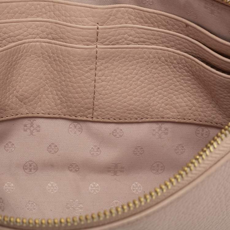 Pre Owned Tory Burch Beige Leather Robinson Crossbody Bag