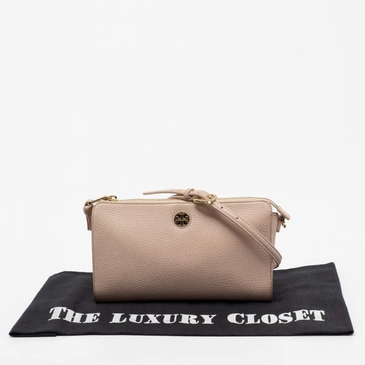 Pre Owned Tory Burch Beige Leather Robinson Crossbody Bag