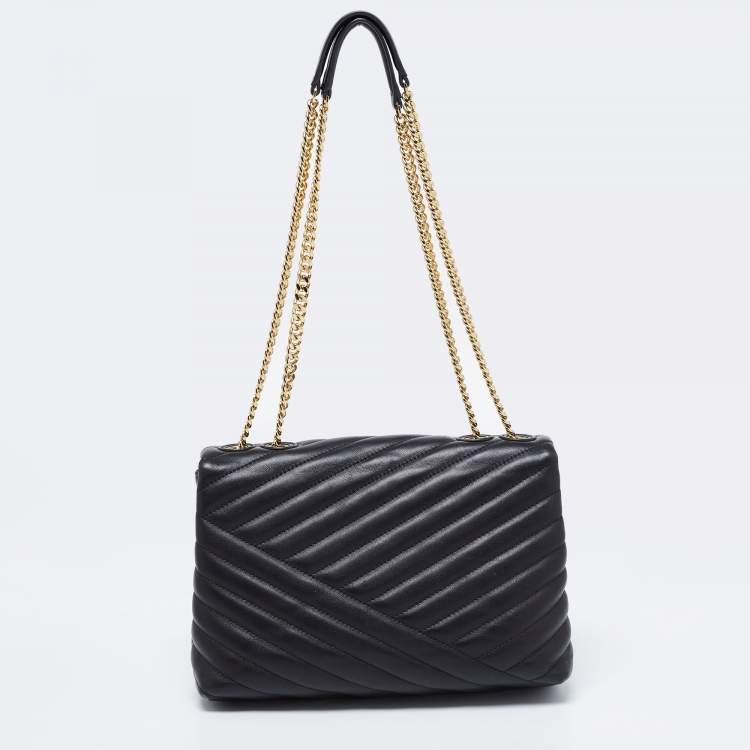 Pre Owned Tory Burch Black Quilted  Leather Kira Shoulder Bag