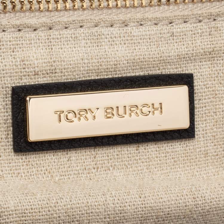 Pre Owned Tory Burch Black Leather Small Half Moon Satchel