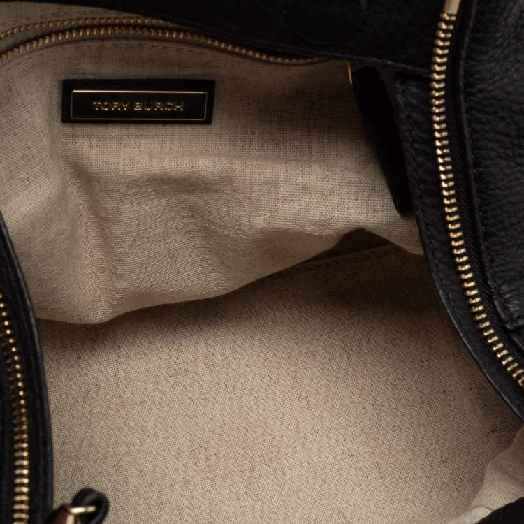 Pre Owned Tory Burch Black Leather Small Half Moon Satchel