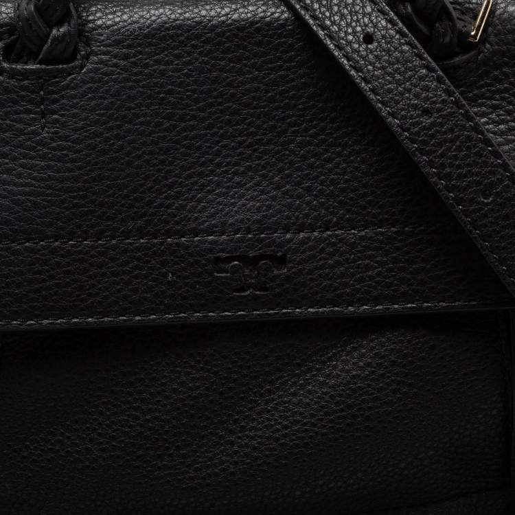 Pre Owned Tory Burch Black Leather Small Half Moon Satchel