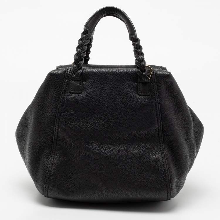 Pre Owned Tory Burch Black Leather Small Half Moon Satchel