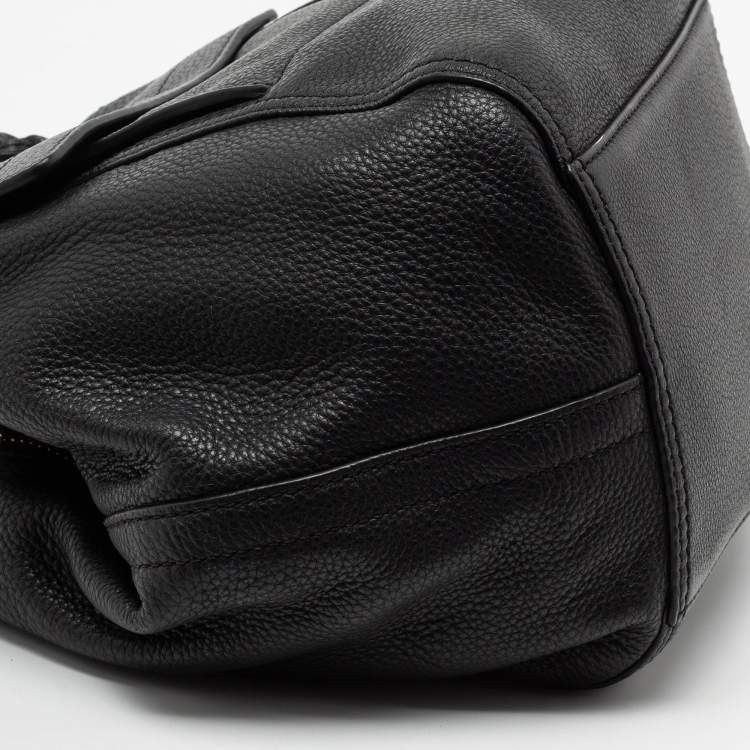 Pre Owned Tory Burch Black Leather Small Half Moon Satchel