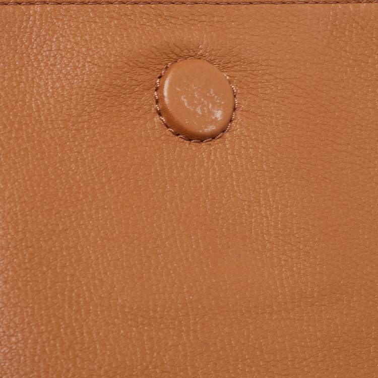 Pre Owned Tory Burch Brown Britten Leather Fold Over Crossbody Bag