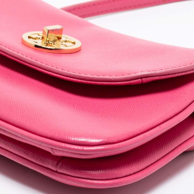 Pre Owned Tory Burch Pink Leather Small Robinson Crossbody Bag