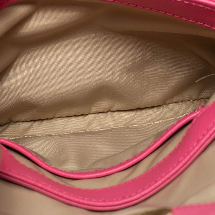 Pre Owned Tory Burch Pink Leather Small Robinson Crossbody Bag