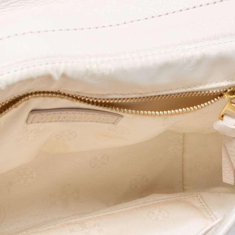 Pre Owned Tory Burch Cream Quilted Leather Bryant Shoulder Bag
