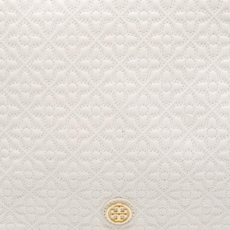 Pre Owned Tory Burch Cream Quilted Leather Bryant Shoulder Bag