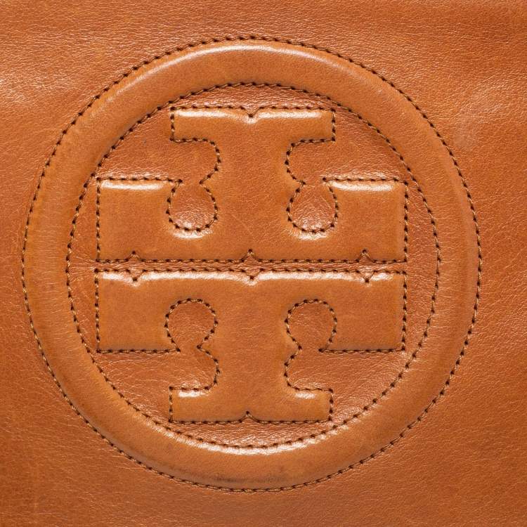 Pre Owned Tory Burch Tan Leather Bombe Reva Clutch