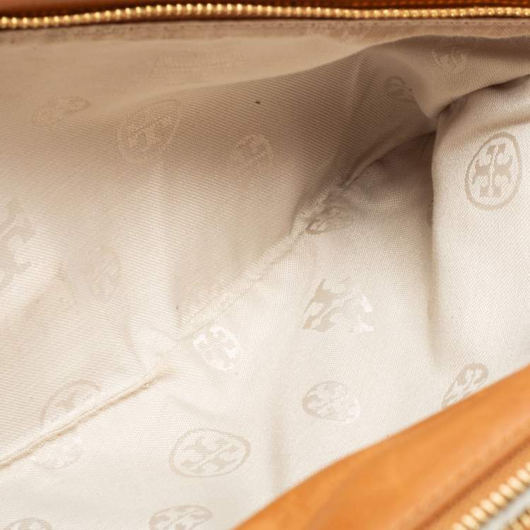 Pre Owned Tory Burch Tan Leather Bombe Reva Clutch