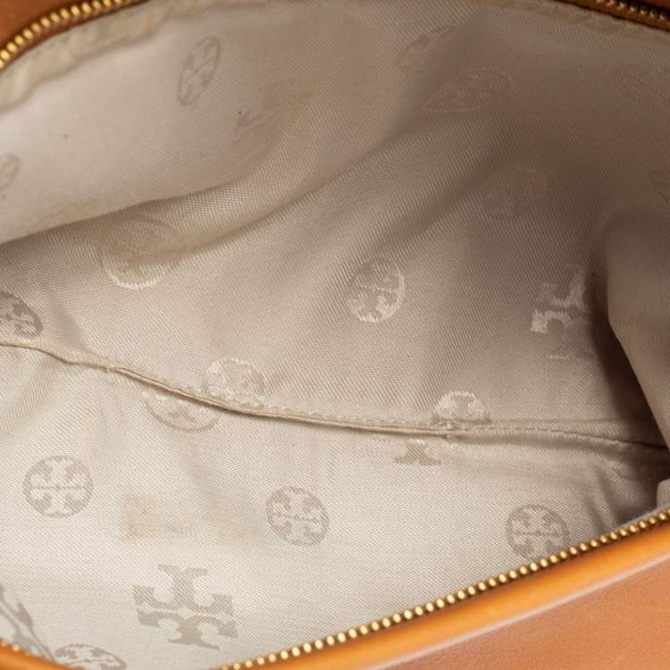 Pre Owned Tory Burch Tan Leather Bombe Reva Clutch
