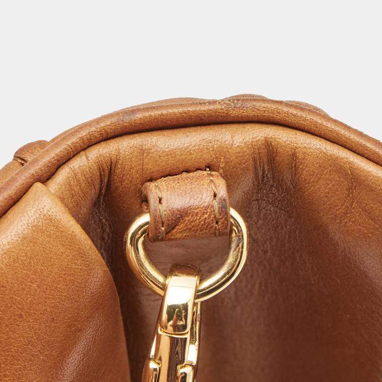 Pre Owned Tory Burch Tan Leather Bombe Reva Clutch