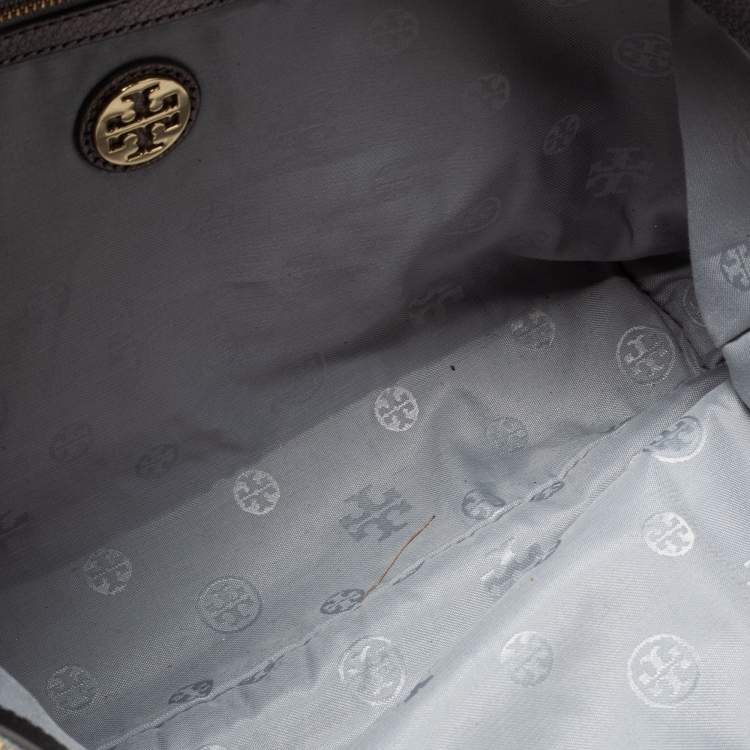 Pre Owned Tory Burch Metallic Grey Leather Marion Tote