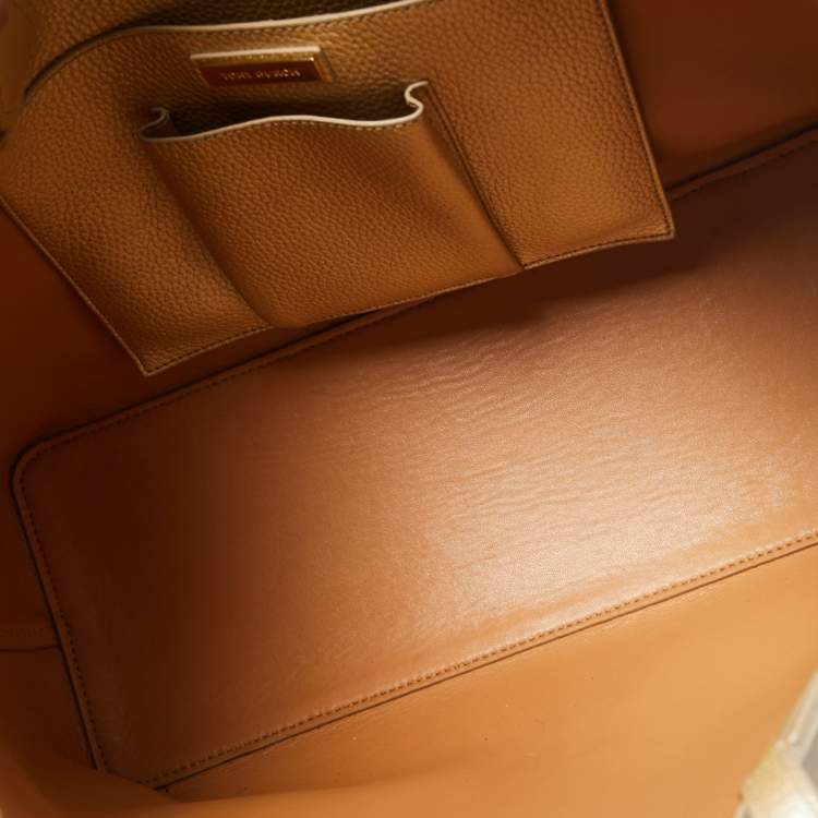 Pre Owned Tory Burch Metallic Beige Leather Perry Tote