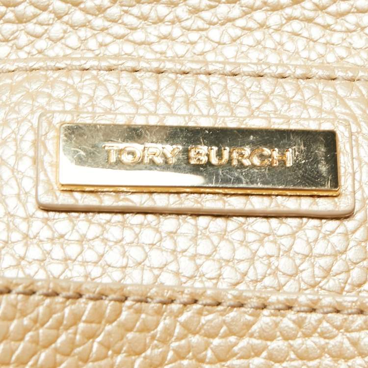 Pre Owned Tory Burch Metallic Beige Leather Perry Tote