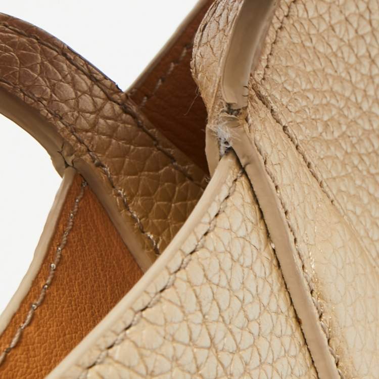 Pre Owned Tory Burch Metallic Beige Leather Perry Tote