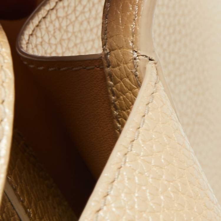 Pre Owned Tory Burch Metallic Beige Leather Perry Tote