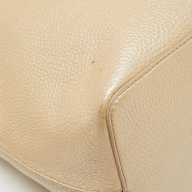 Pre Owned Tory Burch Metallic Beige Leather Perry Tote