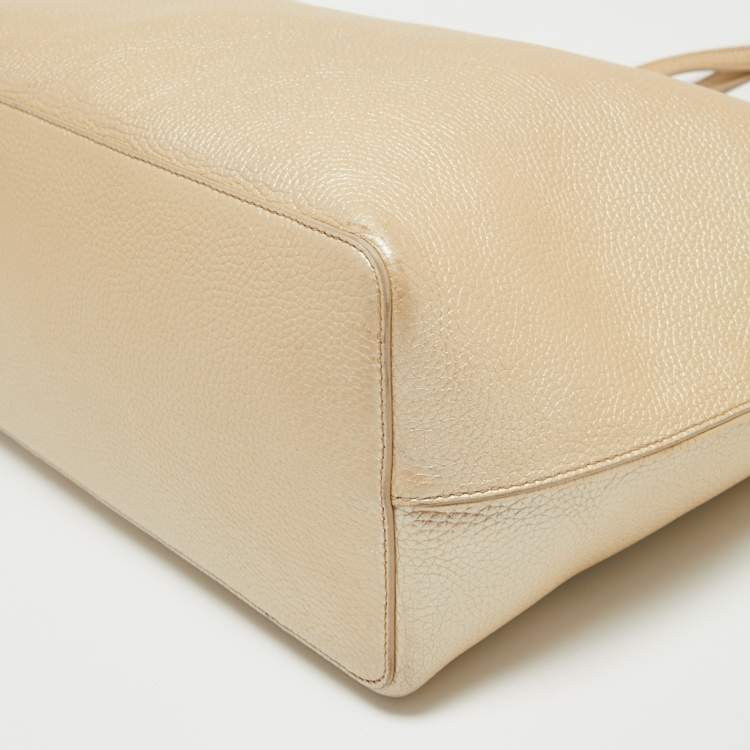 Pre Owned Tory Burch Metallic Beige Leather Perry Tote