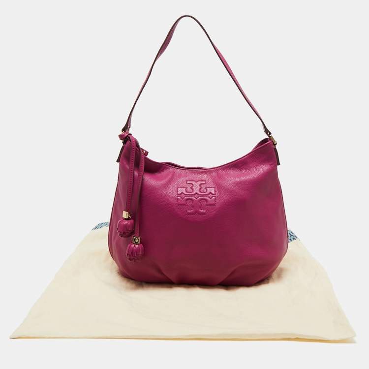 Pre Owned Tory Burch Pink Leather Thea Hobo 