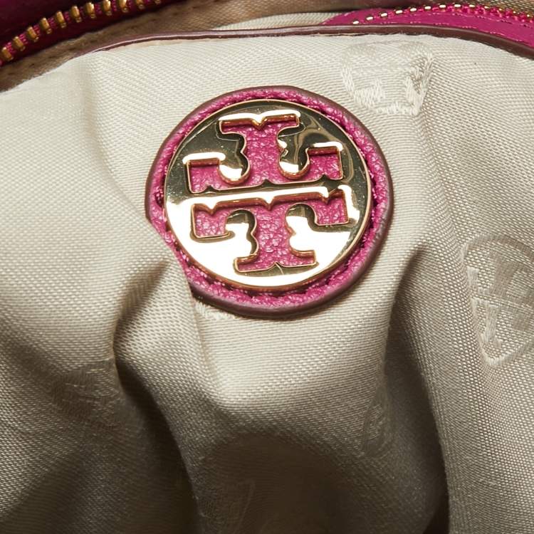 Pre Owned Tory Burch Pink Leather Thea Hobo 