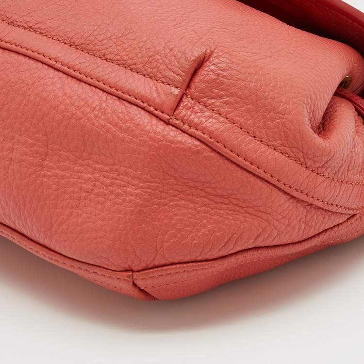 Pre Owned Tory Burch Red/Peach Leather Crossbody Flap Bag