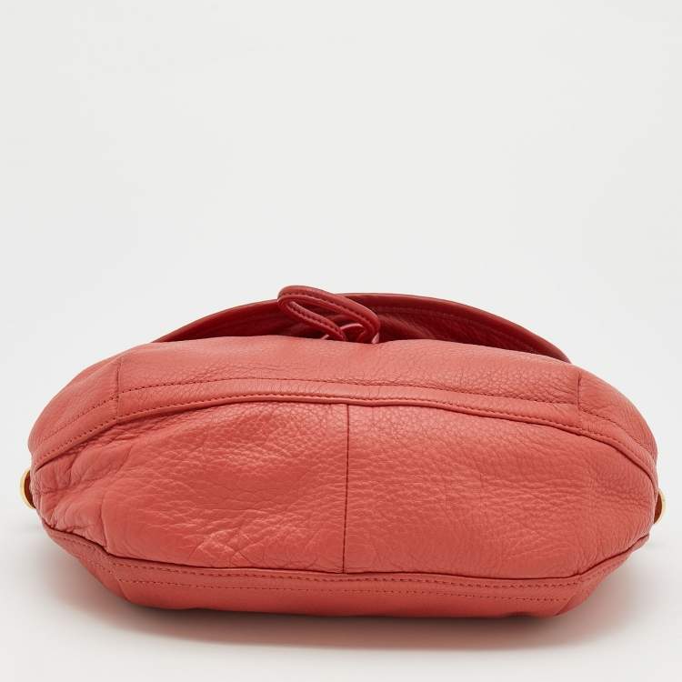 Pre Owned Tory Burch Red/Peach Leather Crossbody Flap Bag