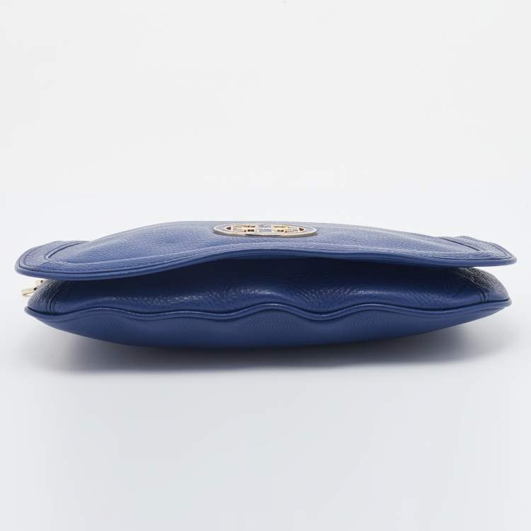 Pre Owned Tory Burch Blue Leather Britten Shoulder Bag