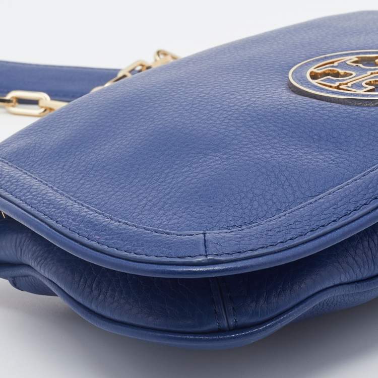 Pre Owned Tory Burch Blue Leather Britten Shoulder Bag