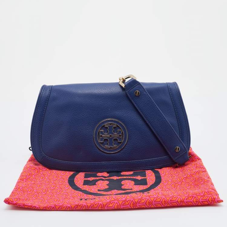 Pre Owned Tory Burch Blue Leather Britten Shoulder Bag