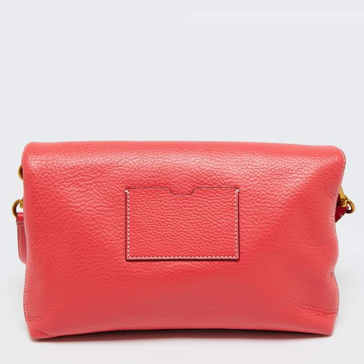 مملوكة مسبقًا Tory Burch Red Leather Perforated Logo Fold Over Crossbody Bag