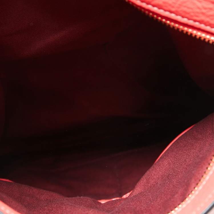 مملوكة مسبقًا Tory Burch Red Leather Perforated Logo Fold Over Crossbody Bag