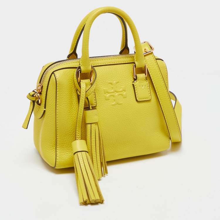 Pre Owned Tory Burch Yellow Leather Mini Thea Satchel