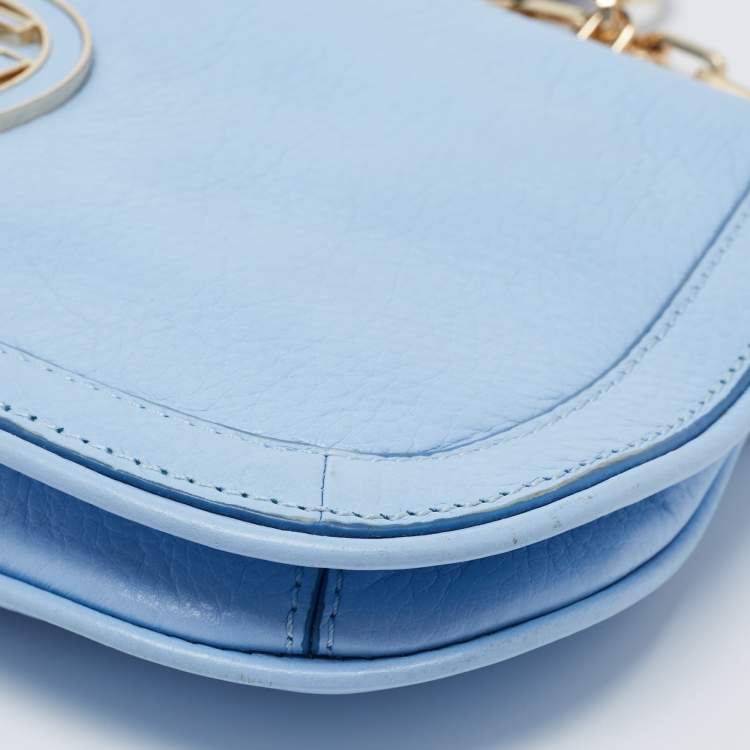 Pre Owned Tory Burch Pale Blue Leather Amanda Crossbody Bag
