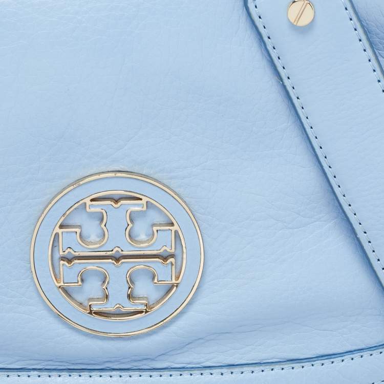 Pre Owned Tory Burch Pale Blue Leather Amanda Crossbody Bag