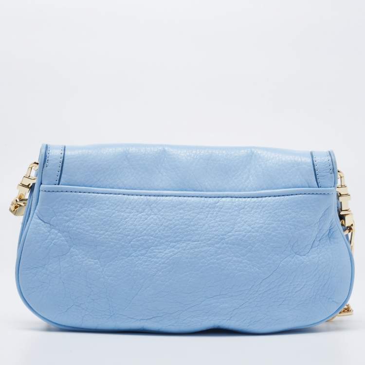 Pre Owned Tory Burch Pale Blue Leather Amanda Crossbody Bag