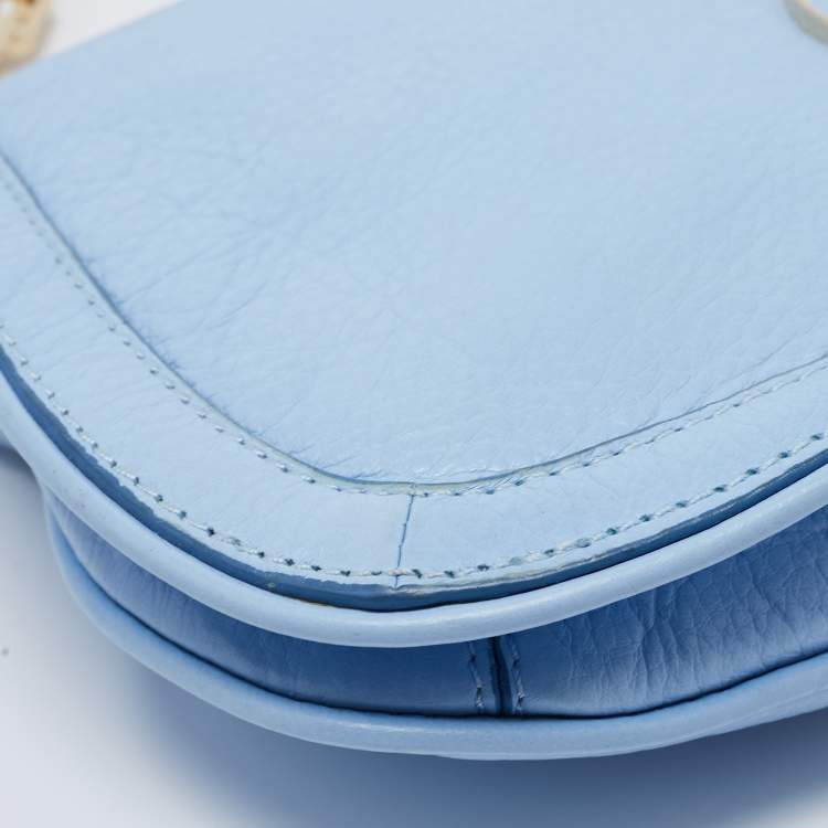 Pre Owned Tory Burch Pale Blue Leather Amanda Crossbody Bag