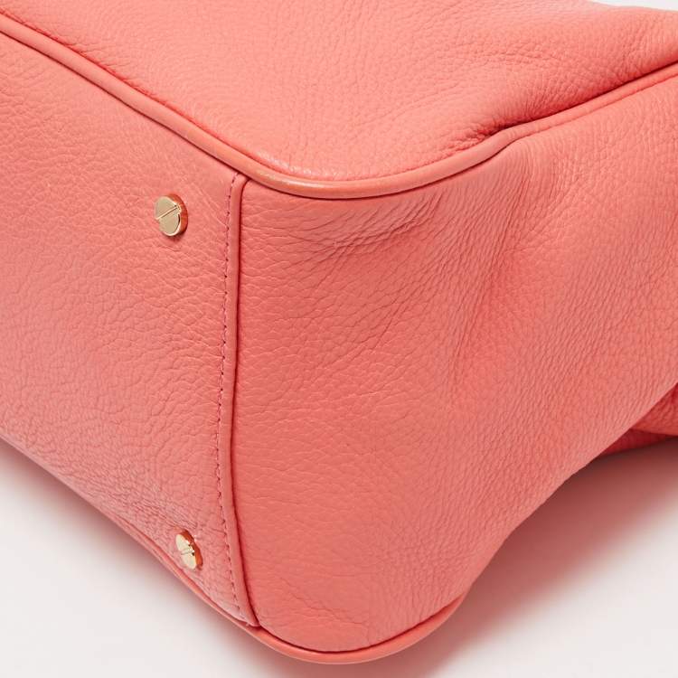 Pre Owned Tory Burch Coral Pink Leather Amanda Tote